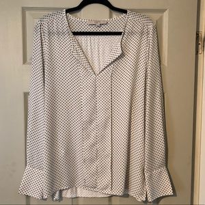 Loft Mixed Media Polka Dot Blouse